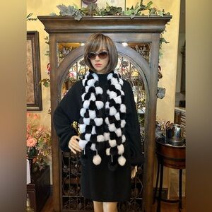 Gorgeous White and Black Rabbit Scarf